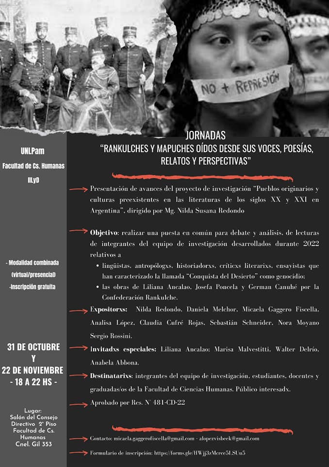 Jornadas Rankulches y mapuches oídos desde sus voces, poesías, relatos y perspectivas